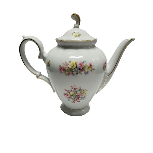 Vintage Winterling Bavaria Porcelain Tea Pot with Lid White Floral Germany